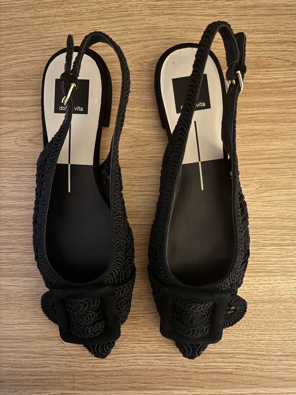 WORN ONCE! Dolce Vita Pauley Slingback Flats in Onyx Macrame Size 7.5